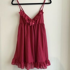 H&M Sheer Pink Ruffle Polka Dot Babydoll Lingerie